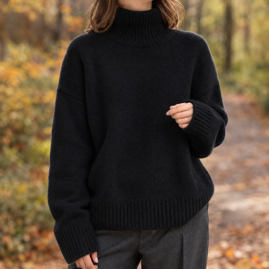 Damenpullover mit hohem Kragen und lässigem Schnitt - 5 - Trendlinie