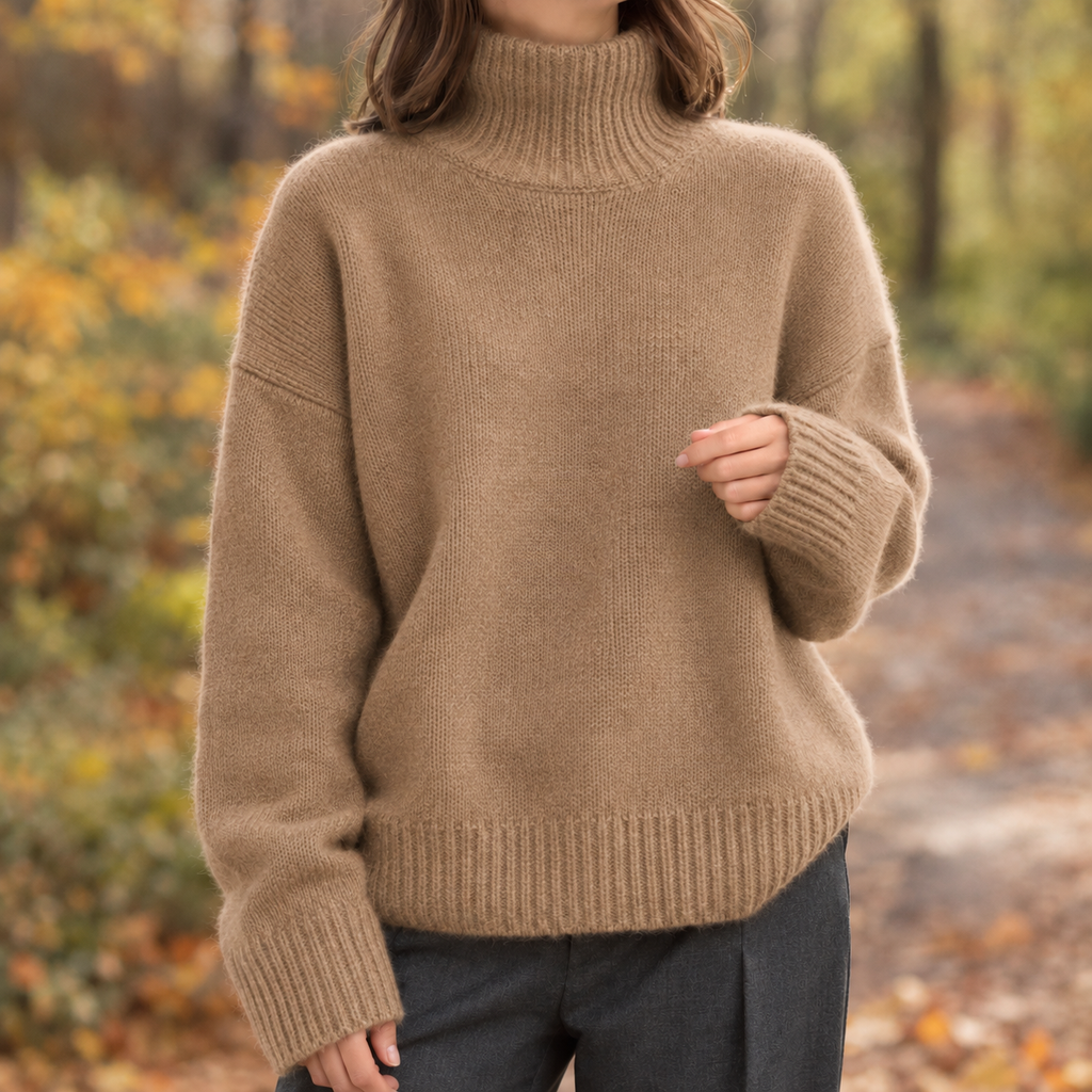 Damenpullover mit hohem Kragen und lässigem Schnitt - 6 - Trendlinie