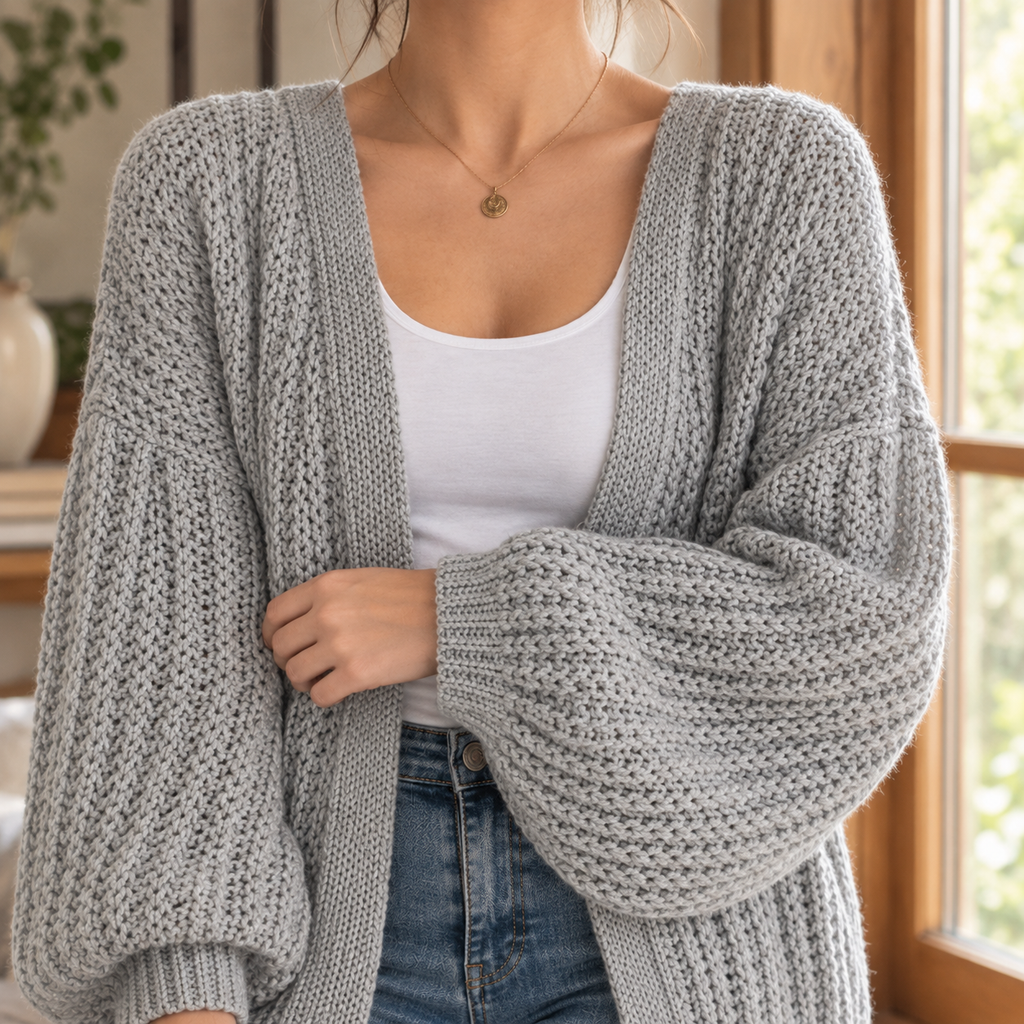 Cardigan Damen mit Ballonärmeln und offener Front - 2 - Trendlinie