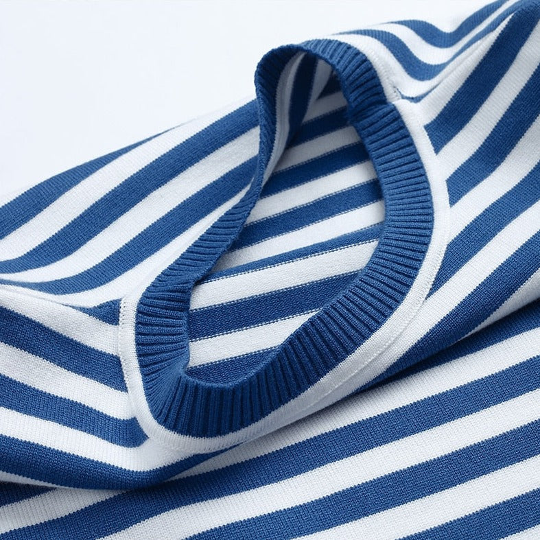 Gestreifter Pullover Damen mit Rundhalsausschnitt und langärmlig | T&S - 5 - Trendlinie