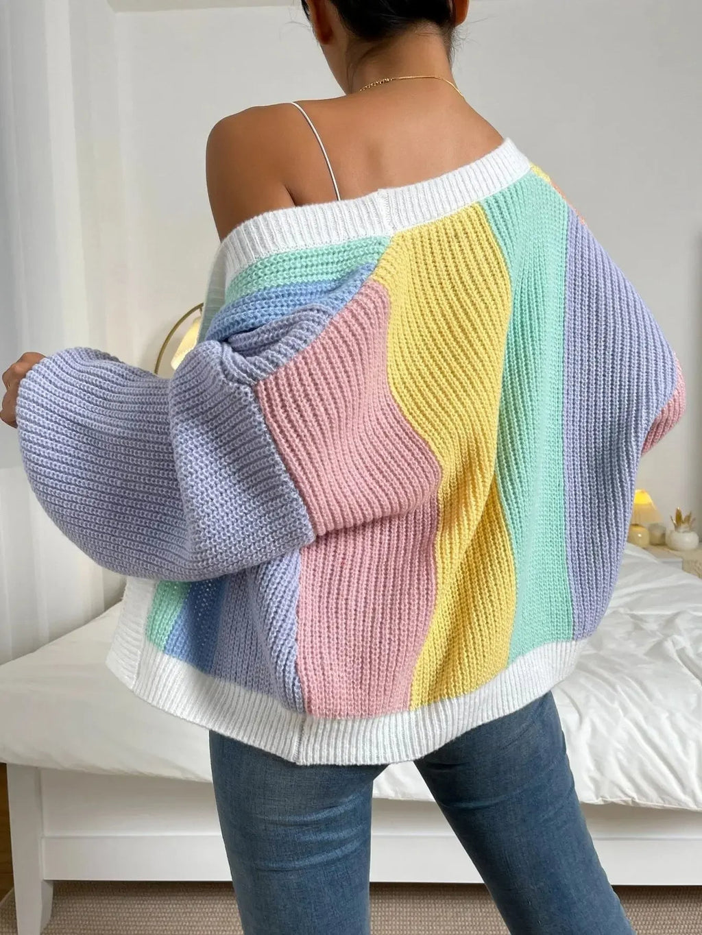 Bunter Damen Cardigan mit weitem Schnitt und lässigem Design | T&S - 2 - Trendlinie