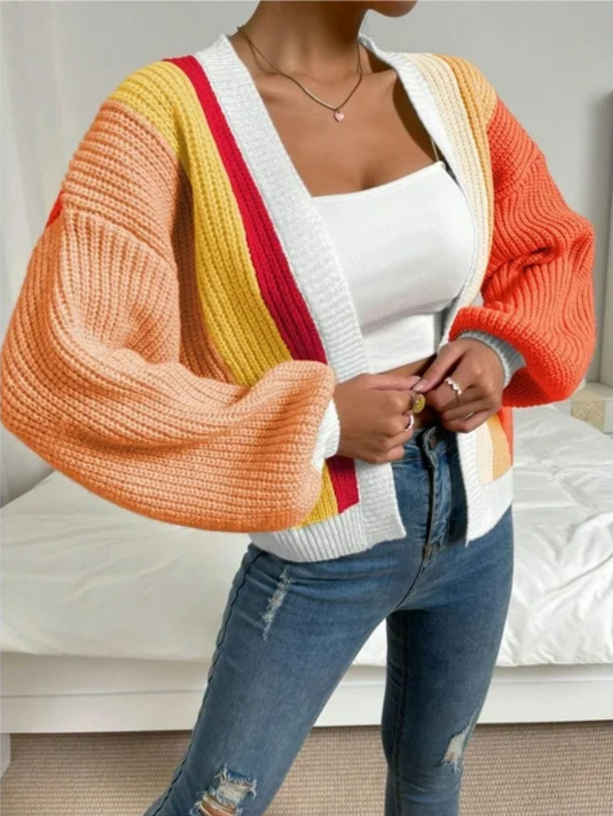 Bunter Damen Cardigan mit weitem Schnitt und lässigem Design | T&S - 10 - Trendlinie