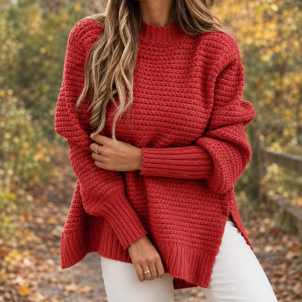 Pullover Damen | Lässiger Schnitt mit Seitenschlitzen | T&S - 1 - Trendlinie