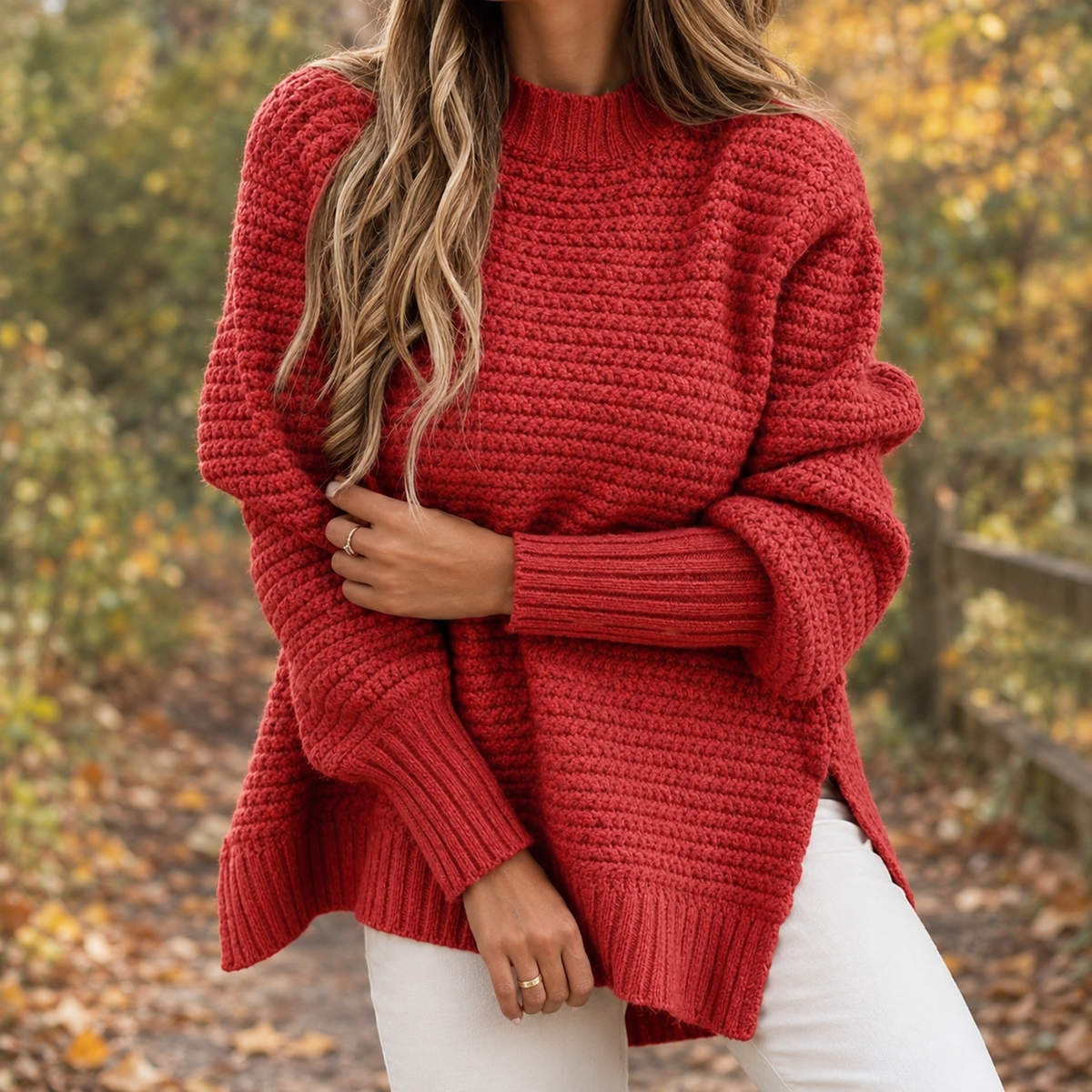 Pullover Damen | Lässiger Schnitt mit Seitenschlitzen | T&S - 1 - Trendlinie