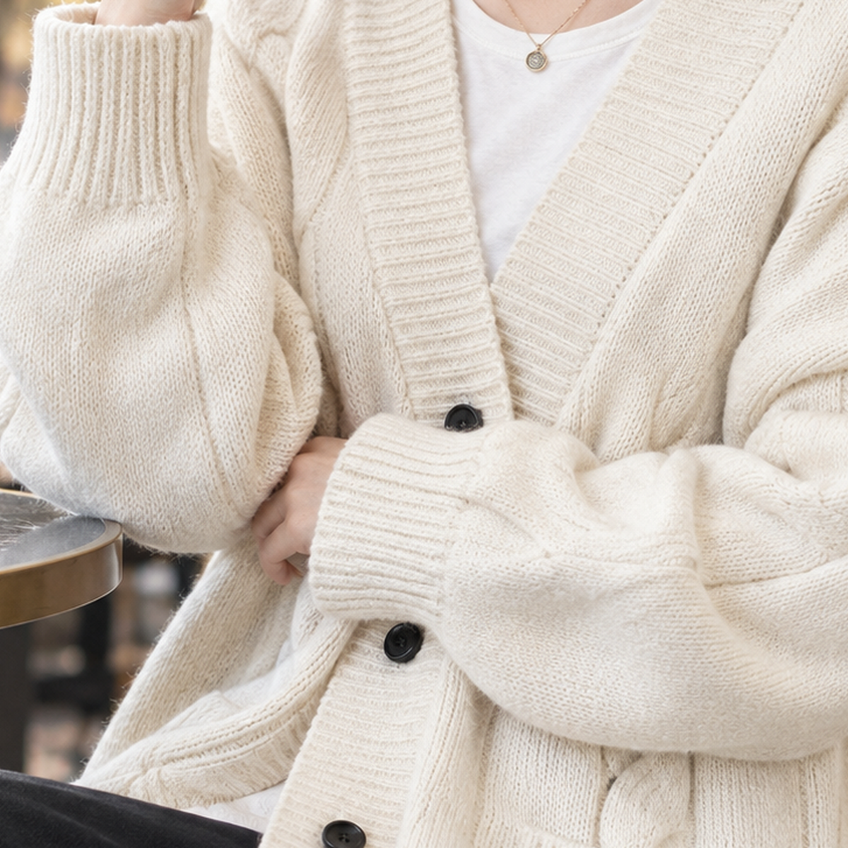 Oversized Cardigan Damen mit Knopfleiste und Taschen | T&S - 2 - Trendlinie