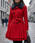 Wickelmantel Damen mit Gürtel und voluminösem Kragen | T&S - 1 - Trendlinie