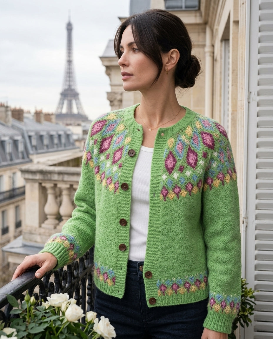Cardigan Damen mit Knopfverschluss und floralem Muster | T&S - 4 - Trendlinie