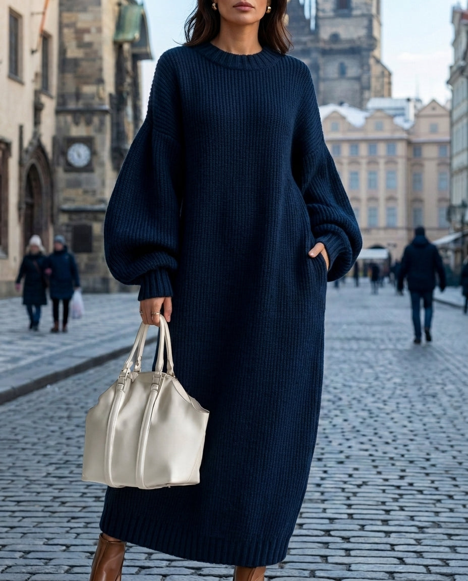 Maxikleid Damen mit lässigen Ballonärmeln und geradem Schnitt | T&S - 3 - Trendlinie