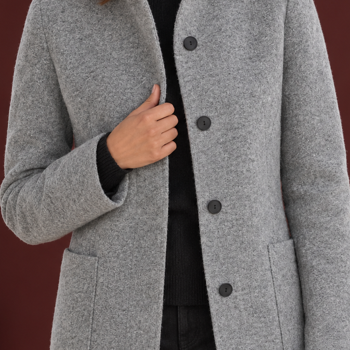 Damenmantel mit gerader Silhouette und Stehkragen - 2 - Trendlinie