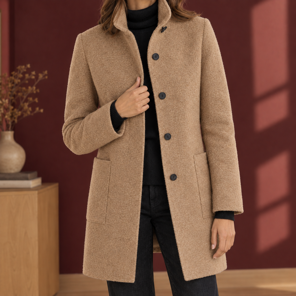 Damenmantel mit gerader Silhouette und Stehkragen - 3 - Trendlinie