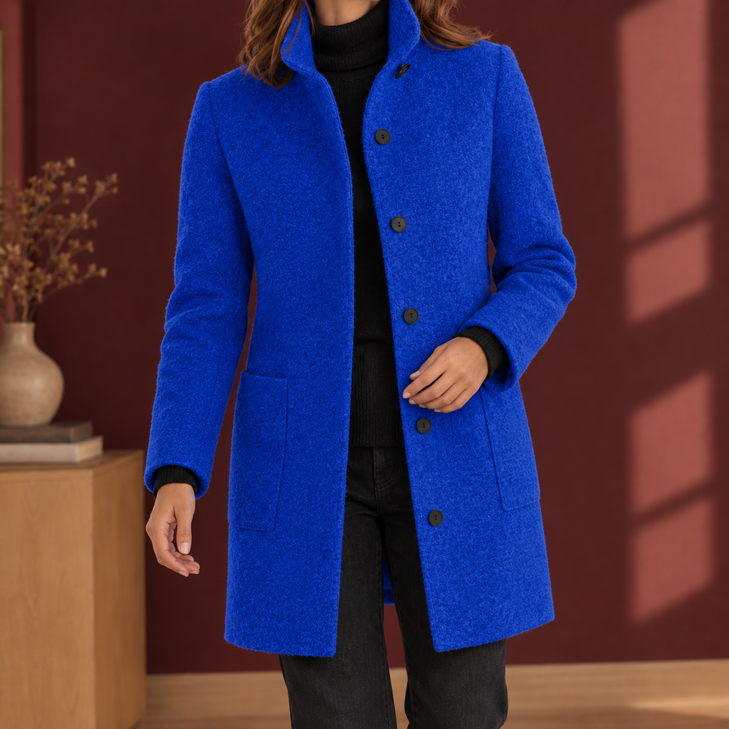 Damenmantel mit gerader Silhouette und Stehkragen - 7 - Trendlinie