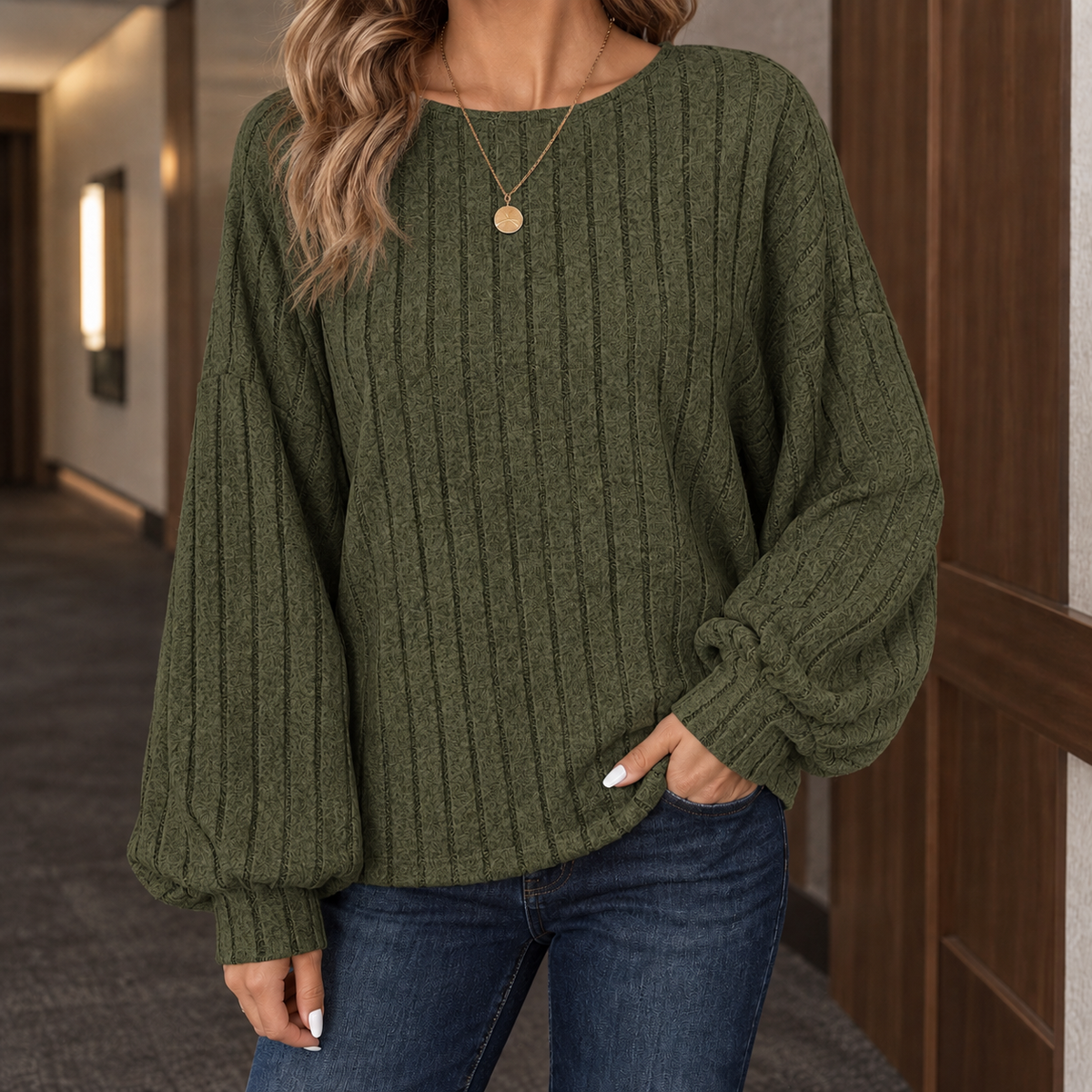 Pullover Damen mit weitem Schnitt und voluminösen Ärmeln - 3 - Trendlinie