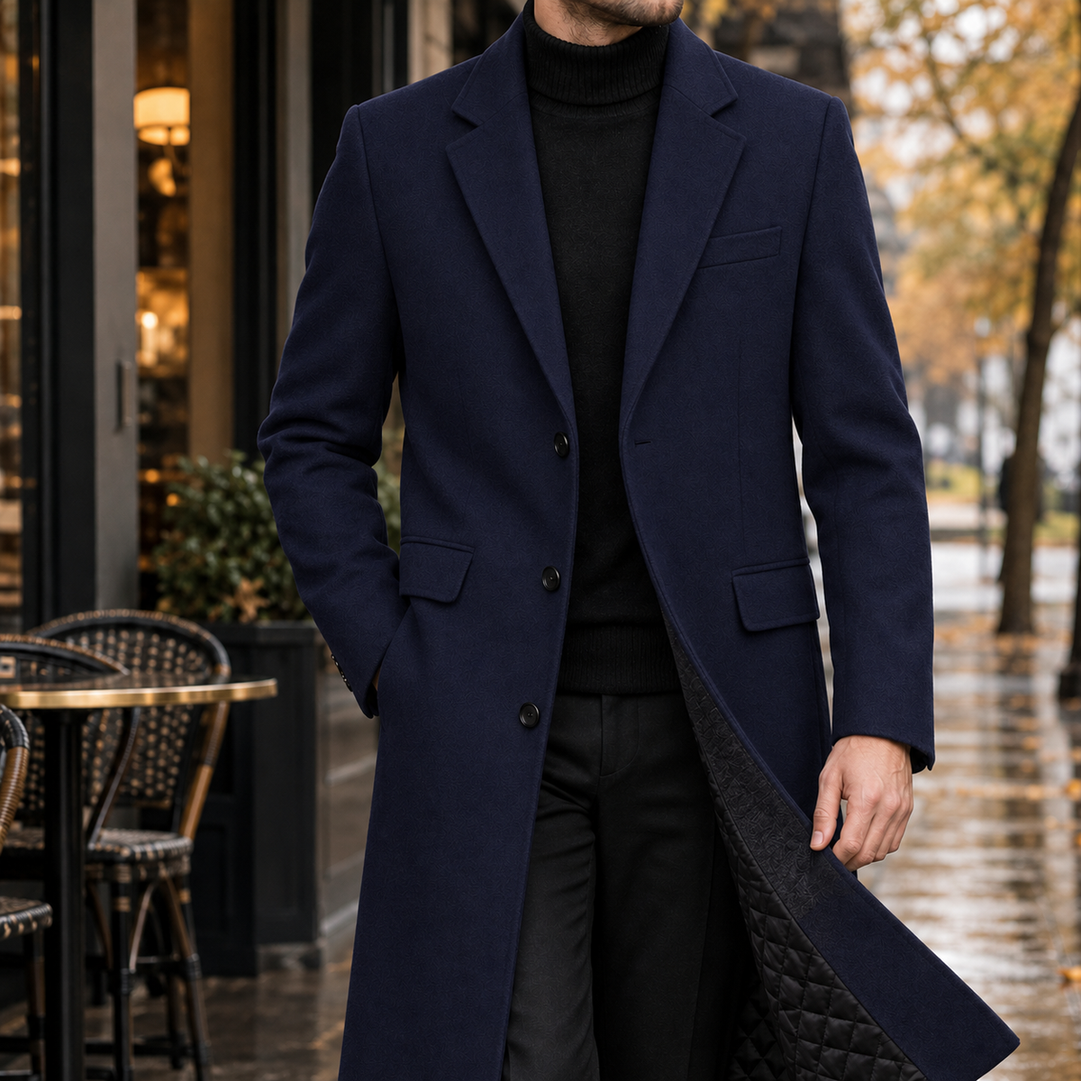 Eleganter Mantel Damen mit klassischem Revers und schmalem Schnitt - 2 - Trendlinie