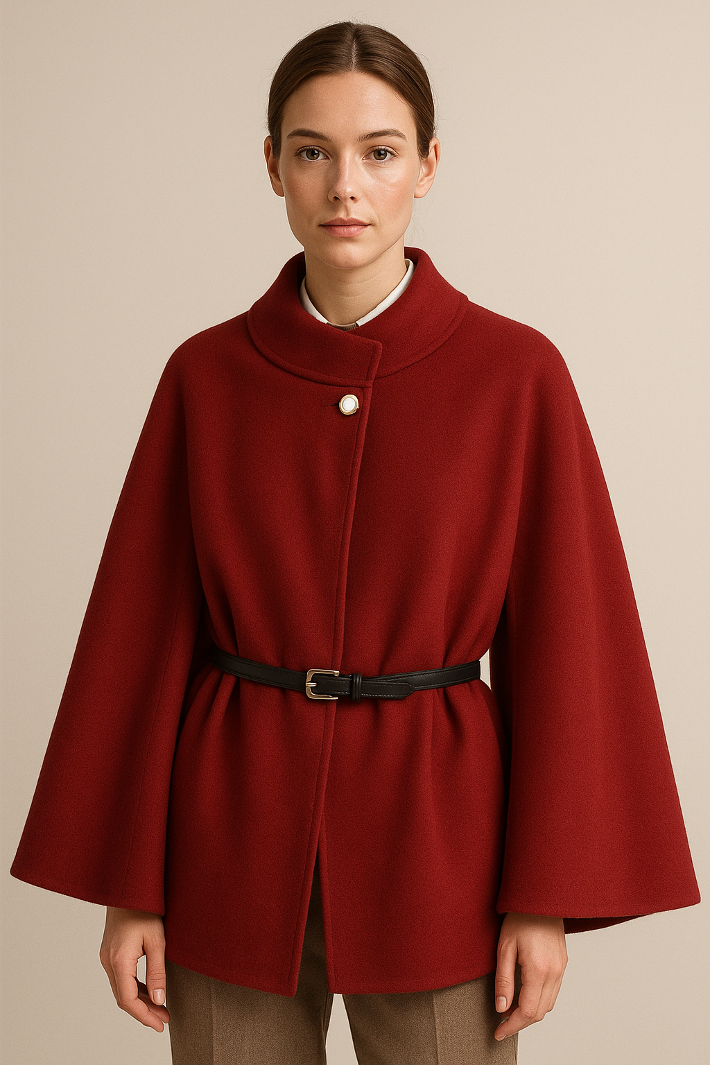 Wickelmantel Damen mit Taillengürtel und Stehkragen - 1 - Trendlinie