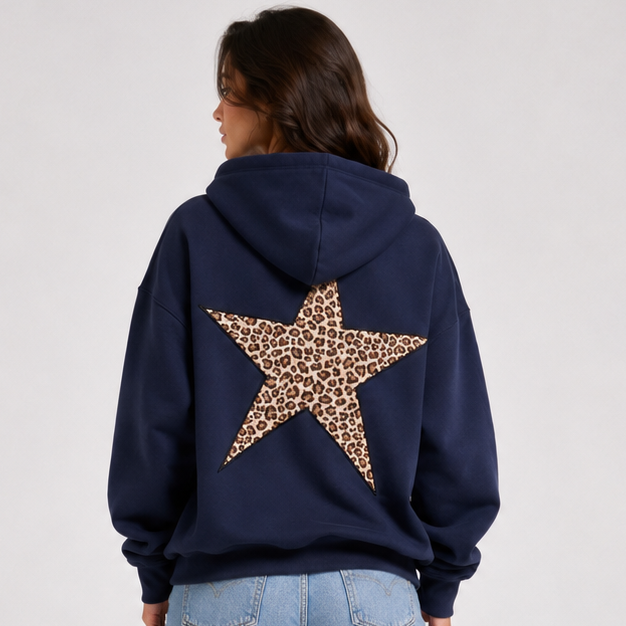 Damen Hoodie mit entspannter Passform und auffälligem Sternenprint - 1 - Trendlinie