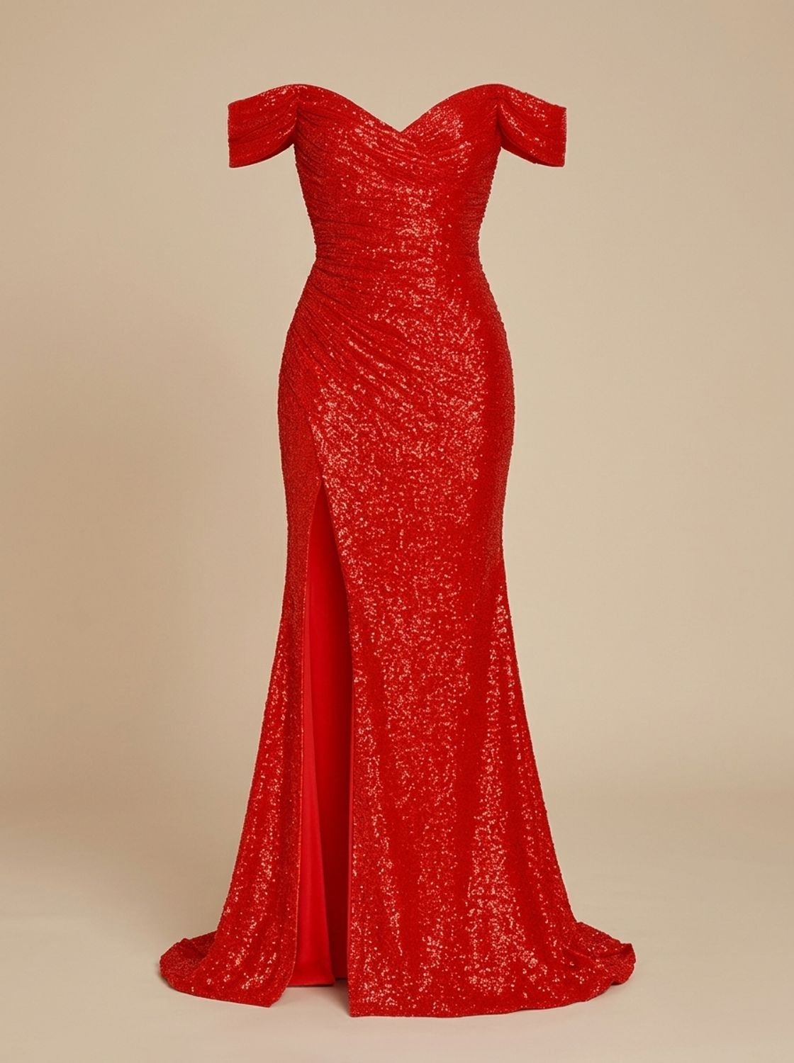 Abendkleid Damen mit schulterfreiem Design und hohem Schlitz - 3 - Trendlinie