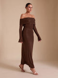 Abendkleid Damen schulterfrei mit langen Ärmeln und figurbetonter Silhouette - 8 - Trendlinie