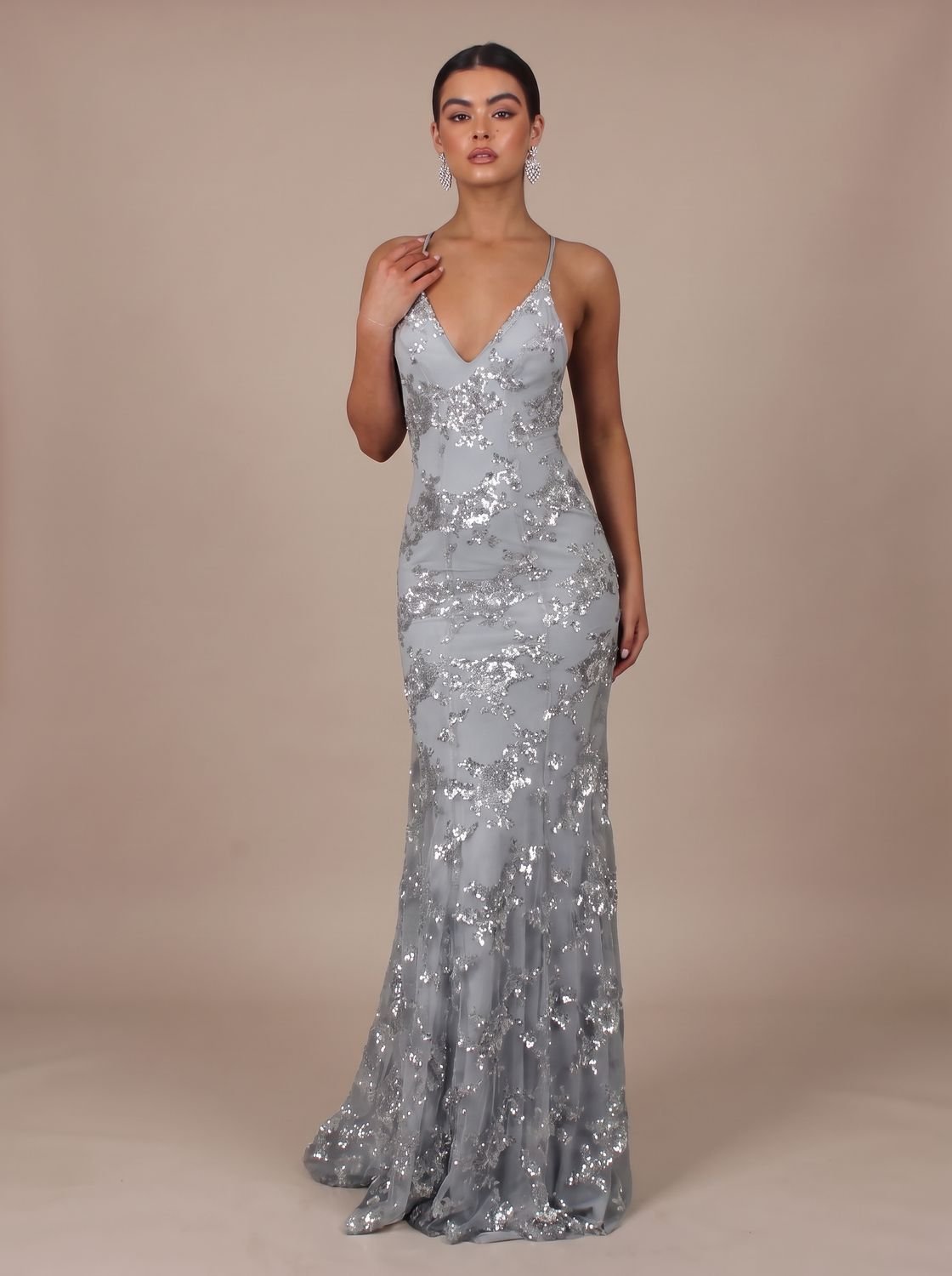 Abendkleid Damen mit tiefem V-Ausschnitt und Rückenausschnitt - 2 - Trendlinie