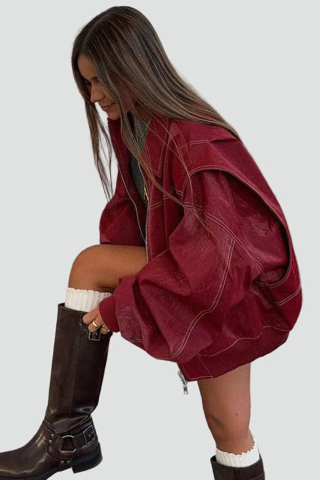 Oversized Jacke Damen mit auffälligen Nähten und praktischen Taschen - 4 - Trendlinie