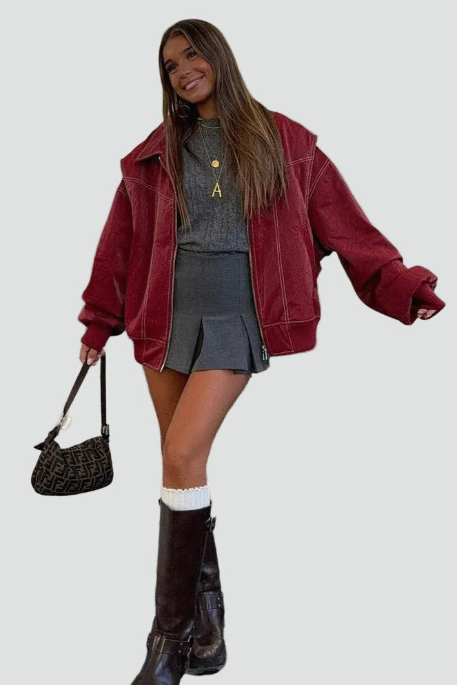 Oversized Jacke Damen mit auffälligen Nähten und praktischen Taschen - 5 - Trendlinie