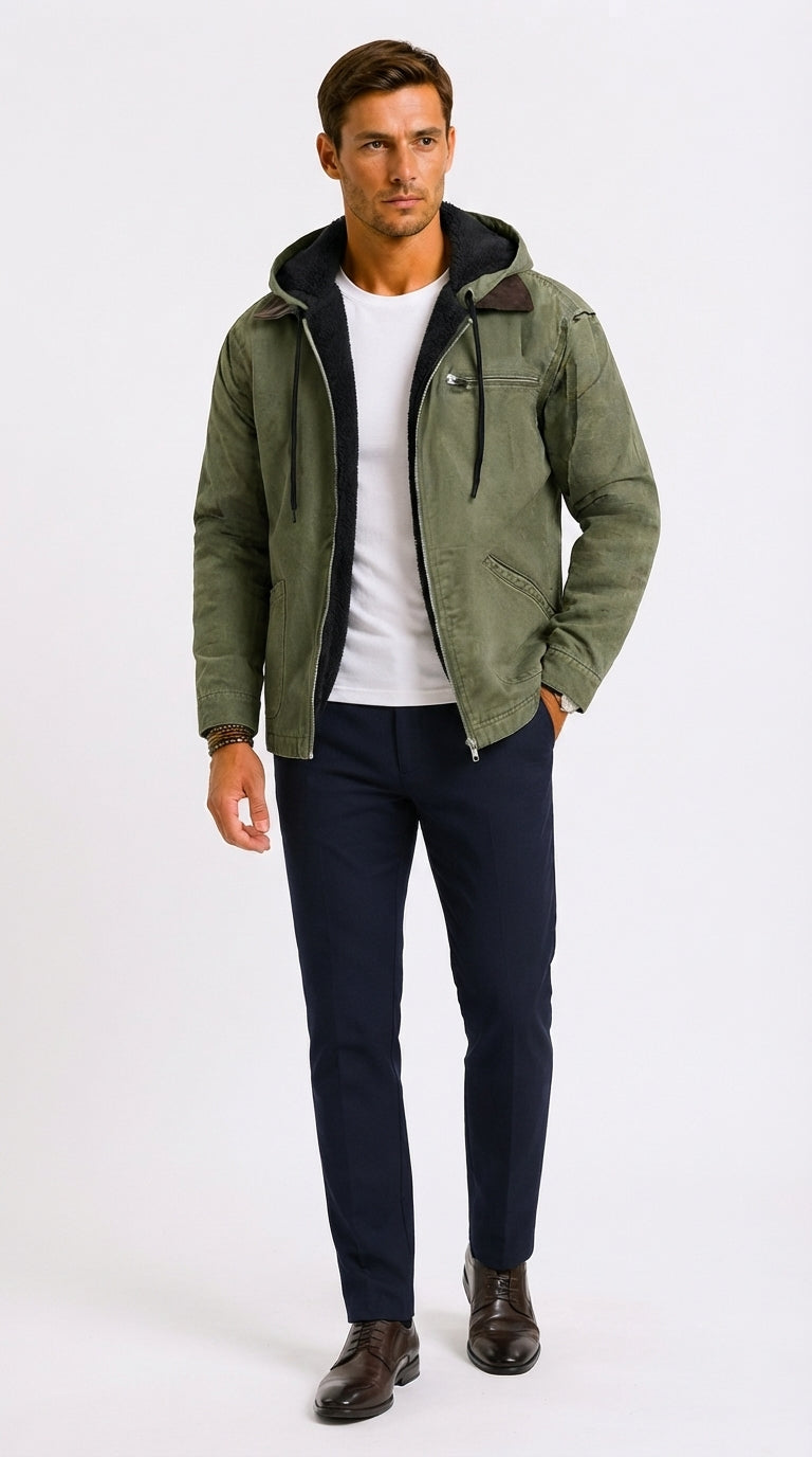 Sportliche Herrenjacke mit Kapuze und praktischen Taschen - 4 - Trendlinie