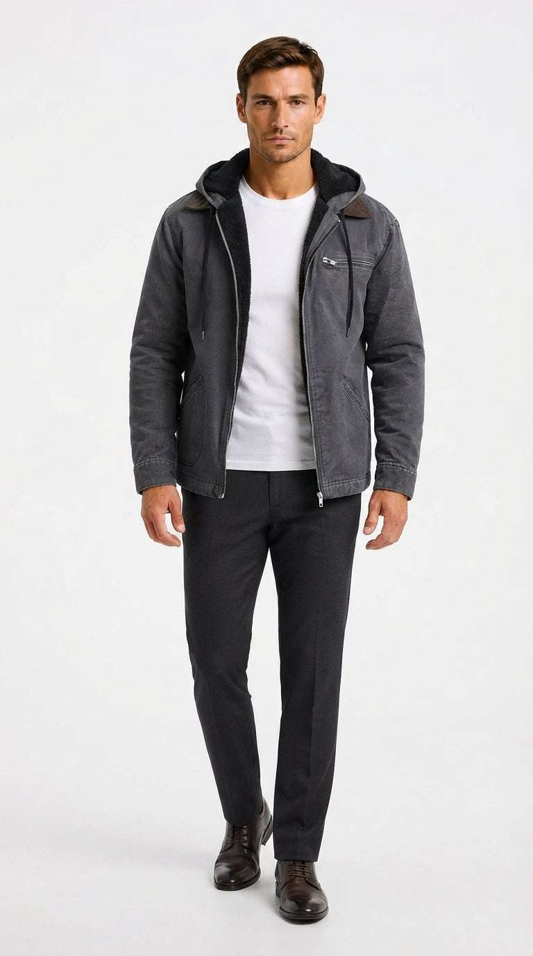 Sportliche Herrenjacke mit Kapuze und praktischen Taschen - 6 - Trendlinie
