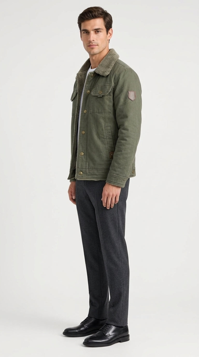 Modische Herren Jacke mit stylischem Kragen und praktischen Taschen - 2 - Trendlinie