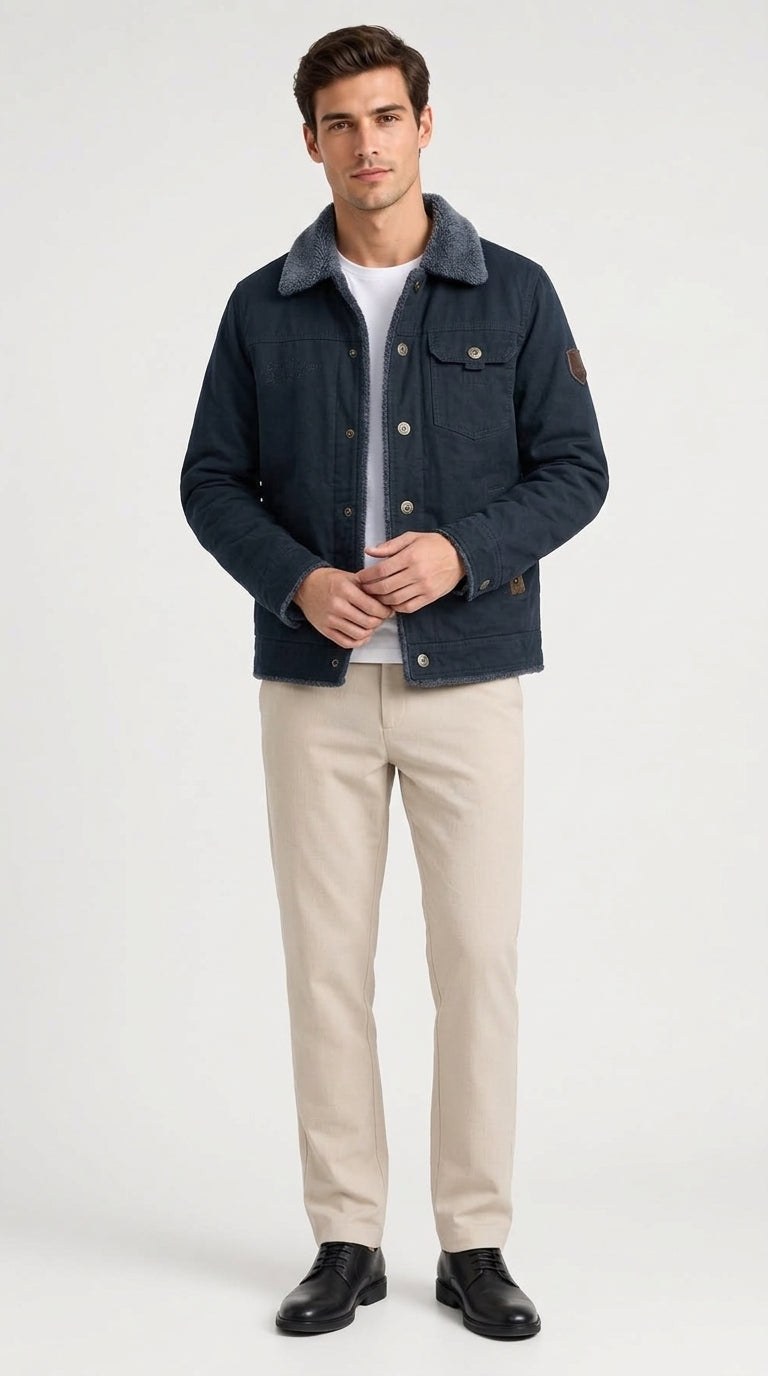 Modische Herren Jacke mit stylischem Kragen und praktischen Taschen - 4 - Trendlinie