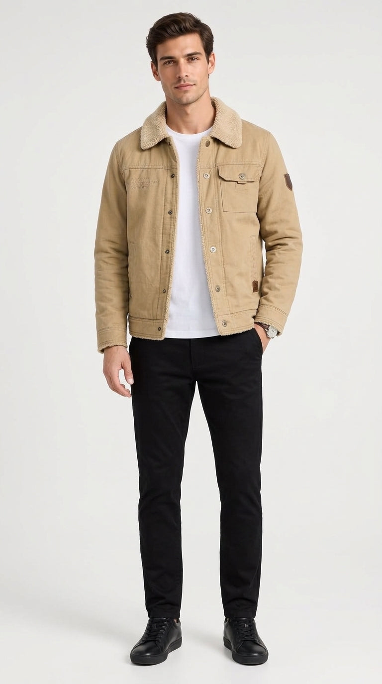 Modische Herren Jacke mit stylischem Kragen und praktischen Taschen - 5 - Trendlinie