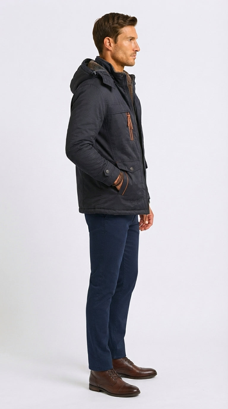Winterjacke Damen mit abnehmbarer Kapuze und praktischen Taschen - 2 - Trendlinie