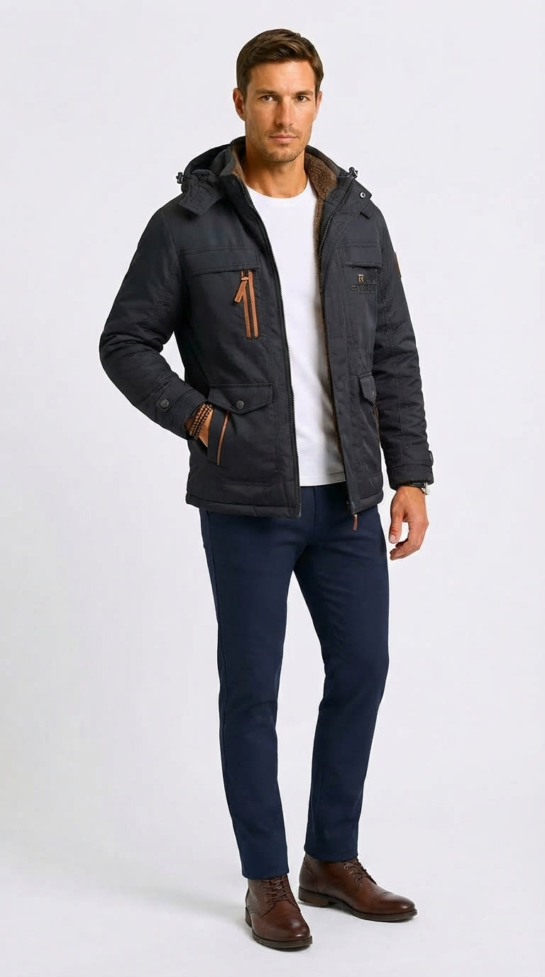 Winterjacke Damen mit abnehmbarer Kapuze und praktischen Taschen - 5 - Trendlinie