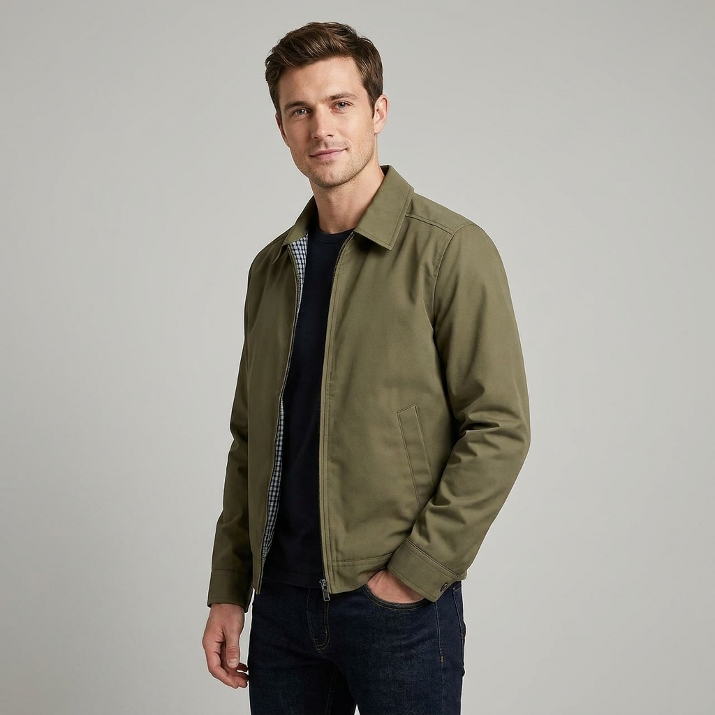 Herrenjacke mit Reißverschluss und klassischem Kragen - 2 - Trendlinie
