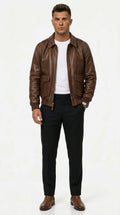 Lederjacke Herren mit klassischem Schnitt und praktischen Taschen - 1 - Trendlinie