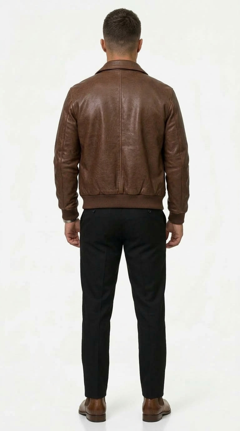 Lederjacke Herren mit klassischem Schnitt und praktischen Taschen - 2 - Trendlinie