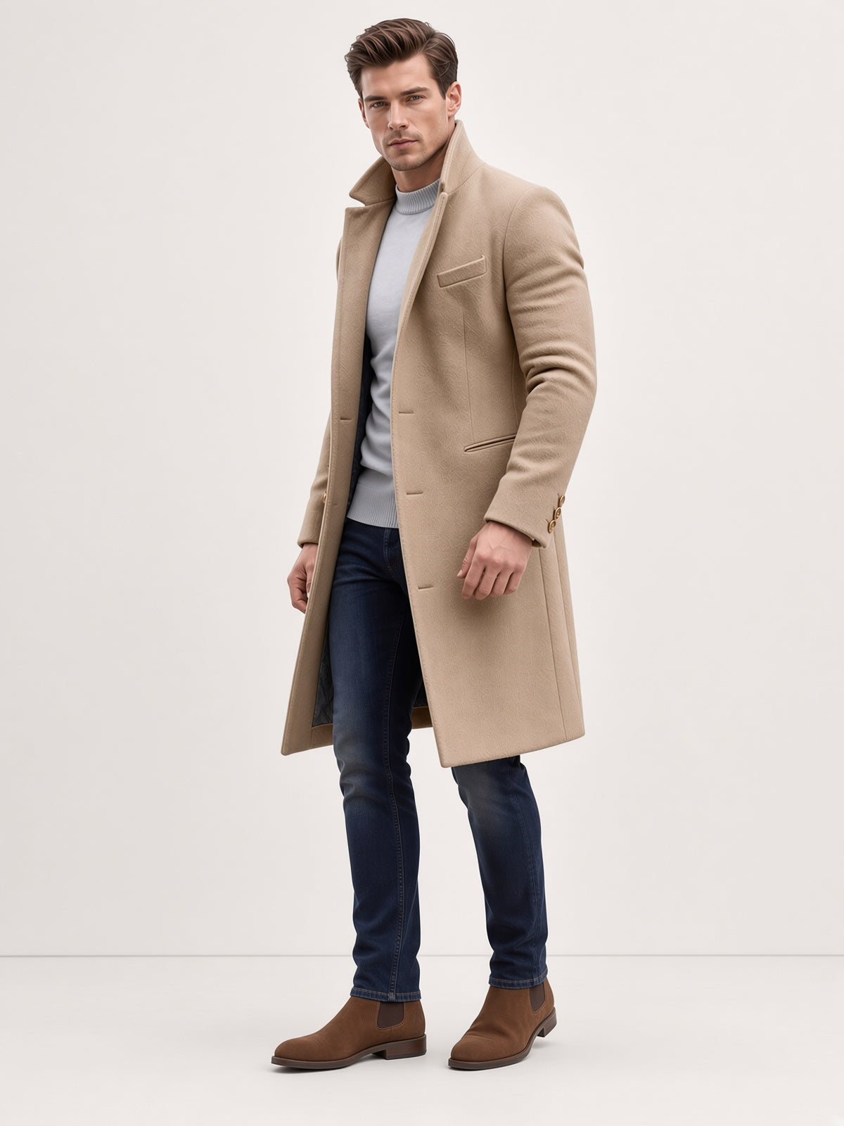 Eleganter Mantel Damen mit klassischem Schnitt und praktischen Taschen - 2 - Trendlinie