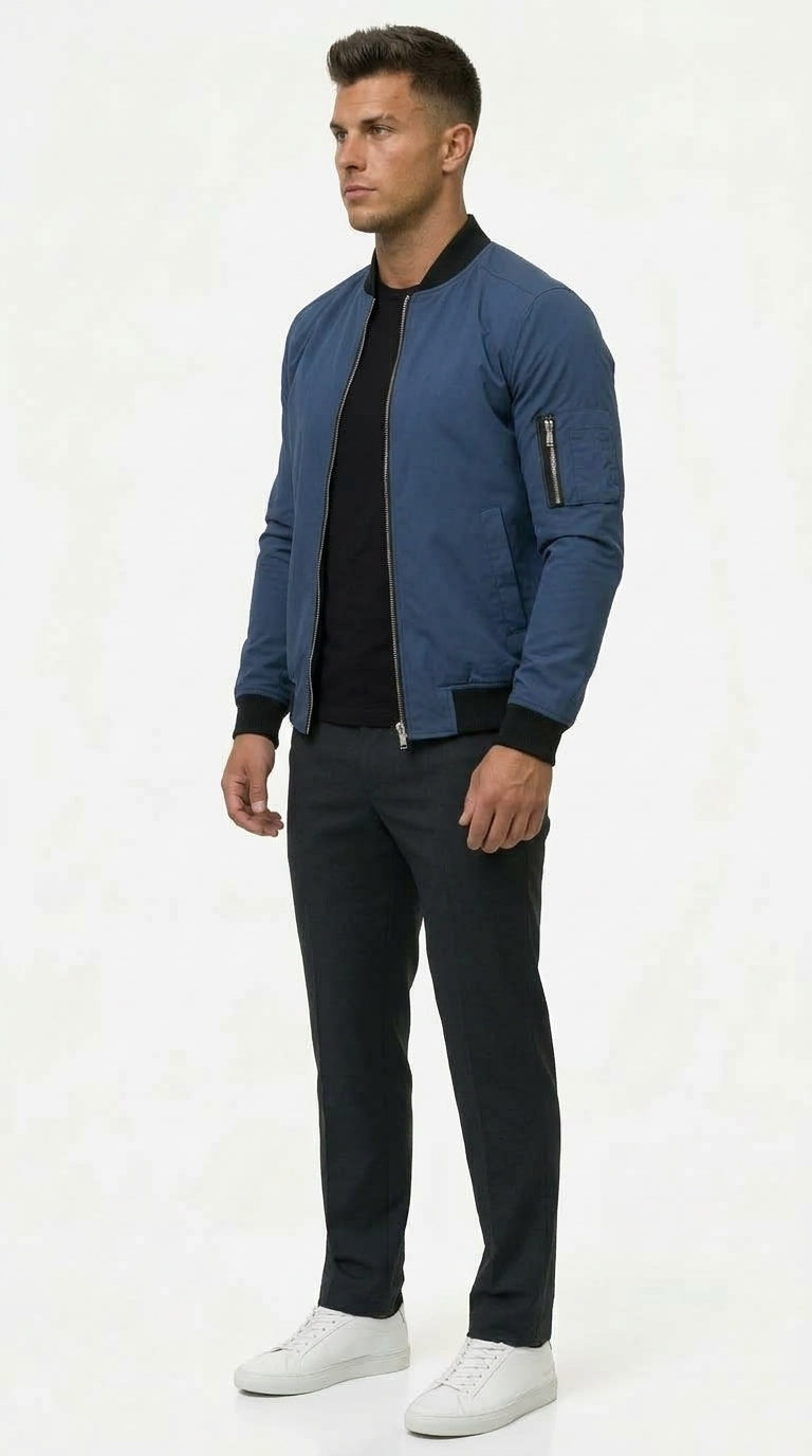 Bomberjacke Herren mit Slim Fit und praktischer Arm-Tasche - 2 - Trendlinie