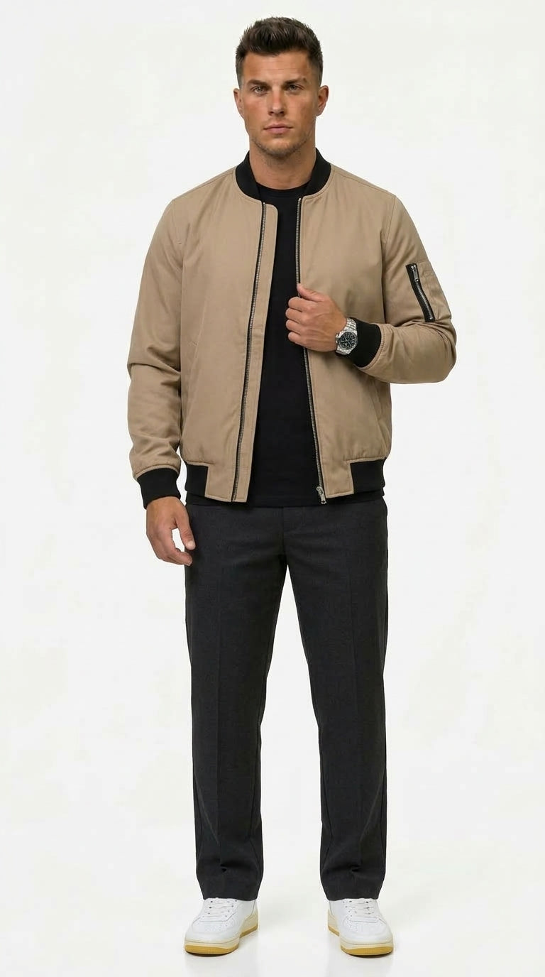 Bomberjacke Herren mit Slim Fit und praktischer Arm-Tasche - 4 - Trendlinie