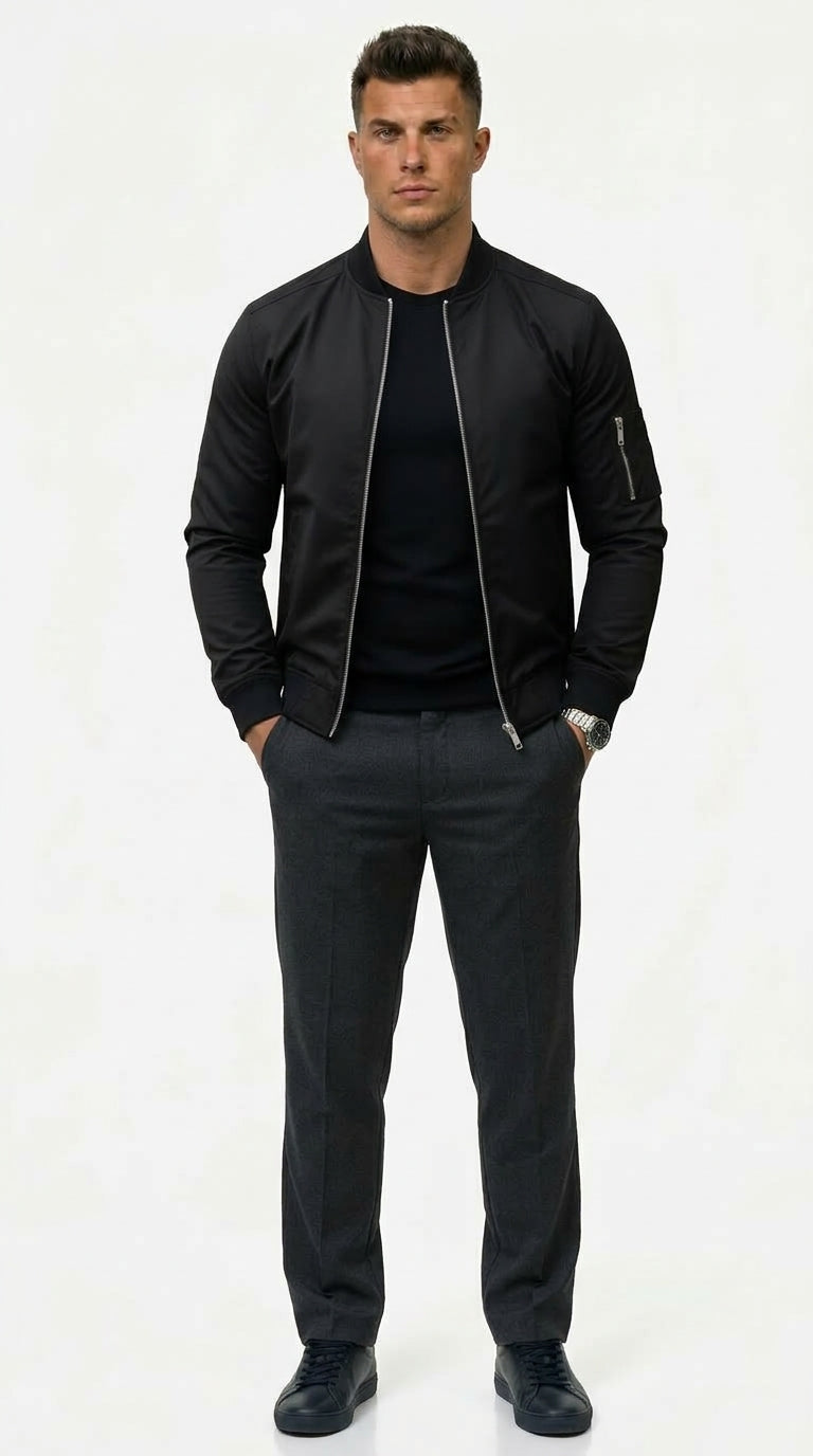 Bomberjacke Herren mit Slim Fit und praktischer Arm-Tasche - 5 - Trendlinie