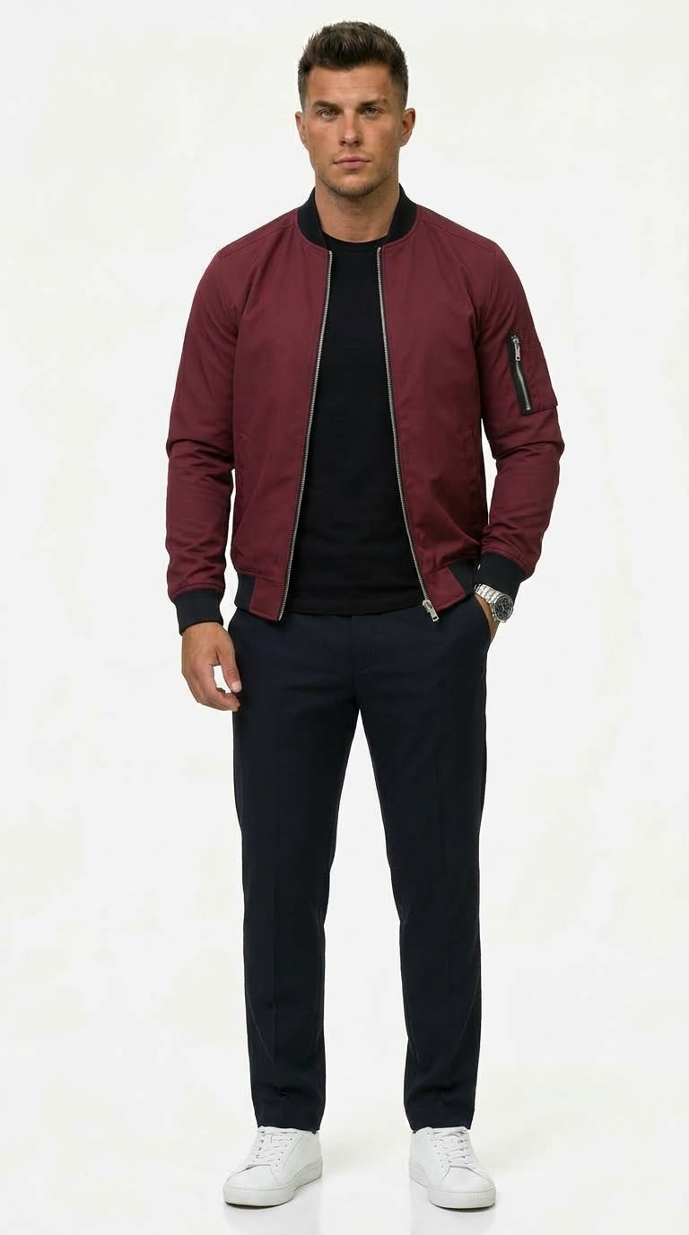 Bomberjacke Herren mit Slim Fit und praktischer Arm-Tasche - 6 - Trendlinie