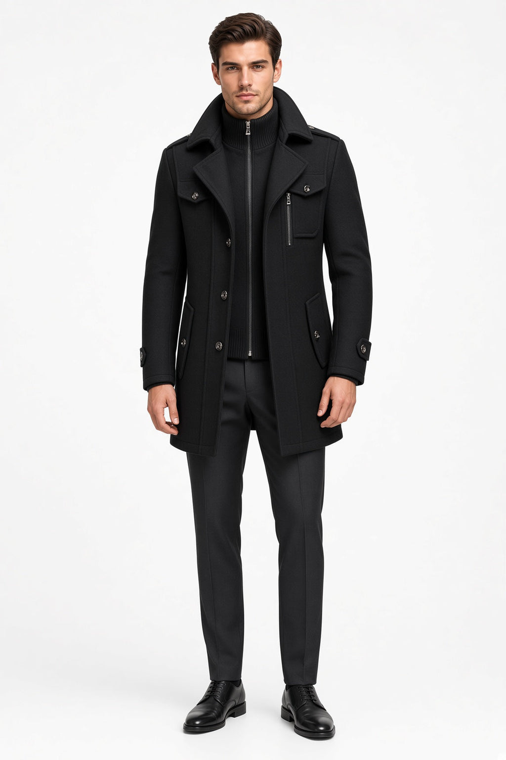 Herren Winterjacke mit hohem Kragen und praktischen Taschen - 1 - Trendlinie