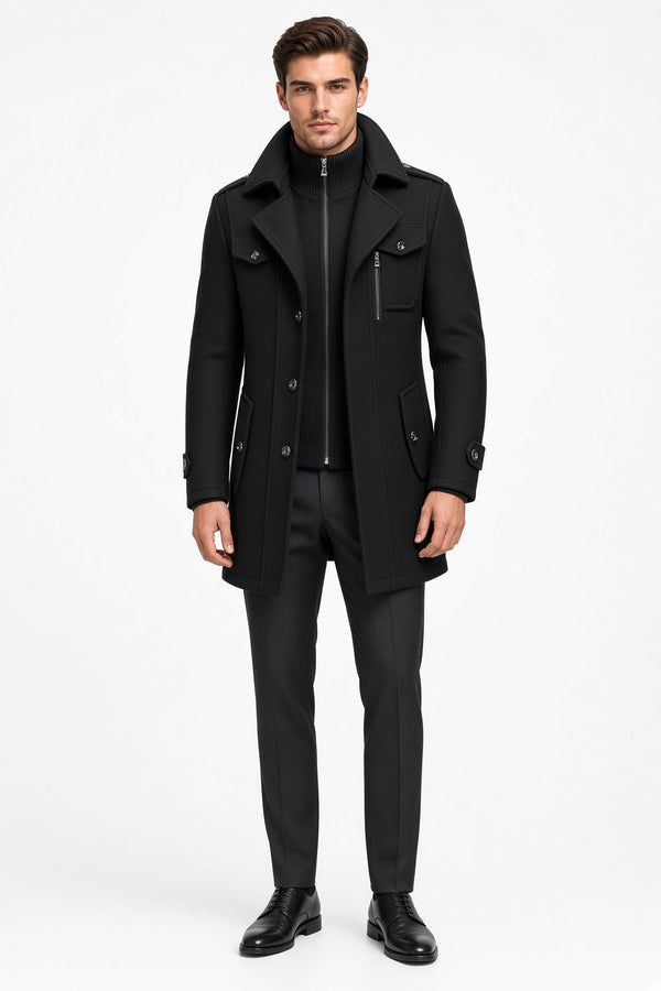 Herren Winterjacke mit hohem Kragen und praktischen Taschen - 1 - Trendlinie