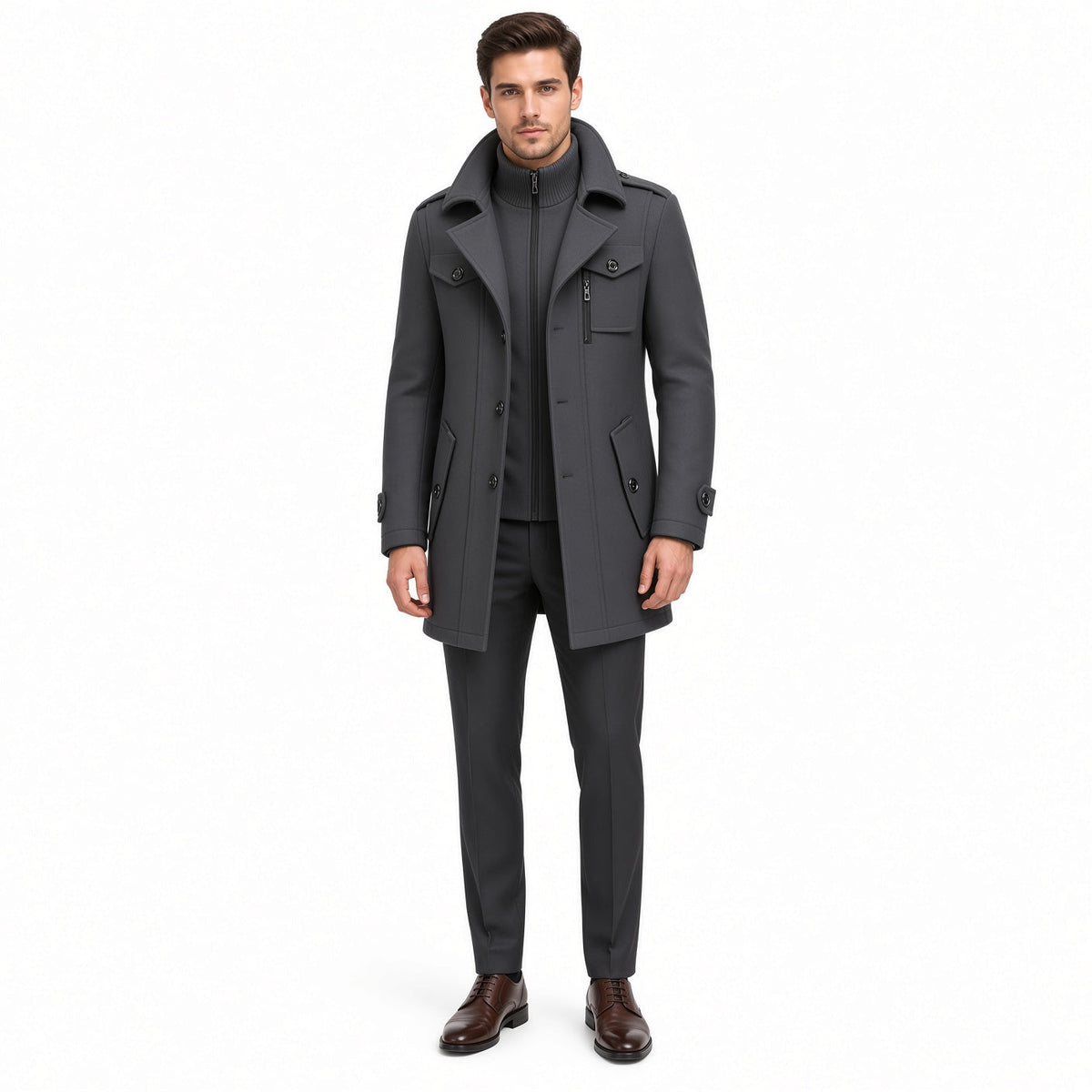 Herren Winterjacke mit hohem Kragen und praktischen Taschen - 2 - Trendlinie