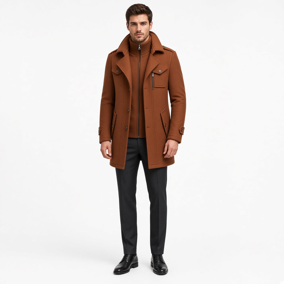 Herren Winterjacke mit hohem Kragen und praktischen Taschen - 3 - Trendlinie