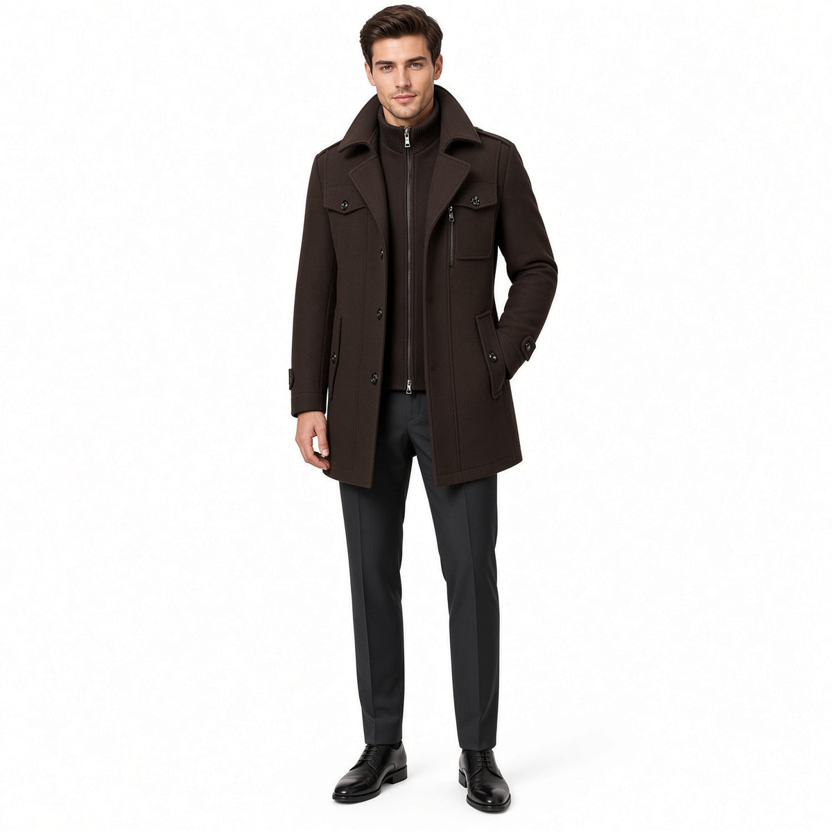 Herren Winterjacke mit hohem Kragen und praktischen Taschen - 4 - Trendlinie