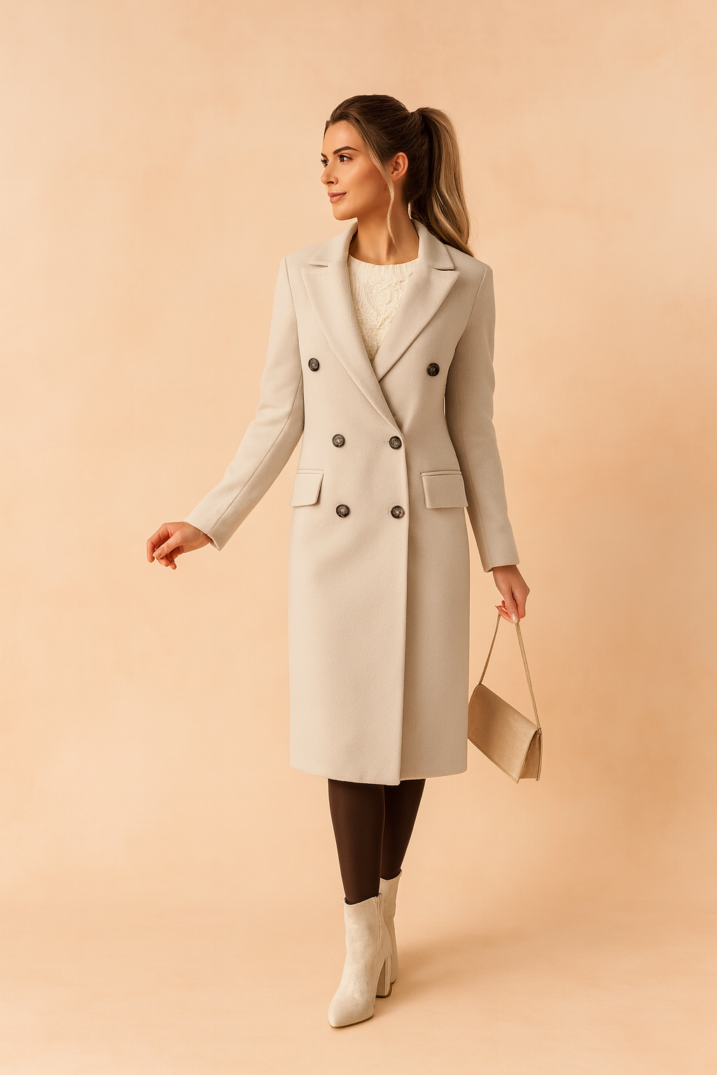 Damen Mantel mit doppelter Knopfleiste und klassischem Schnitt - 2 - Trendlinie