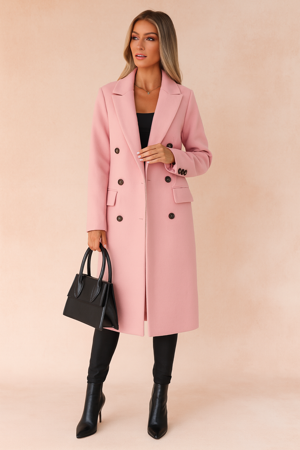 Damen Mantel mit doppelter Knopfleiste und klassischem Schnitt - 4 - Trendlinie