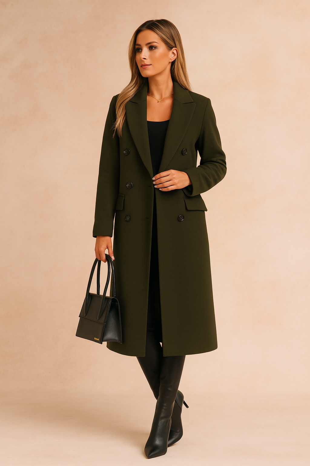 Damen Mantel mit doppelter Knopfleiste und klassischem Schnitt - 6 - Trendlinie