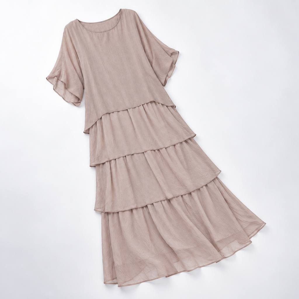 Maxikleid Damen mit gestuftem Schnitt und luftigen Ärmeln - 4 - Trendlinie