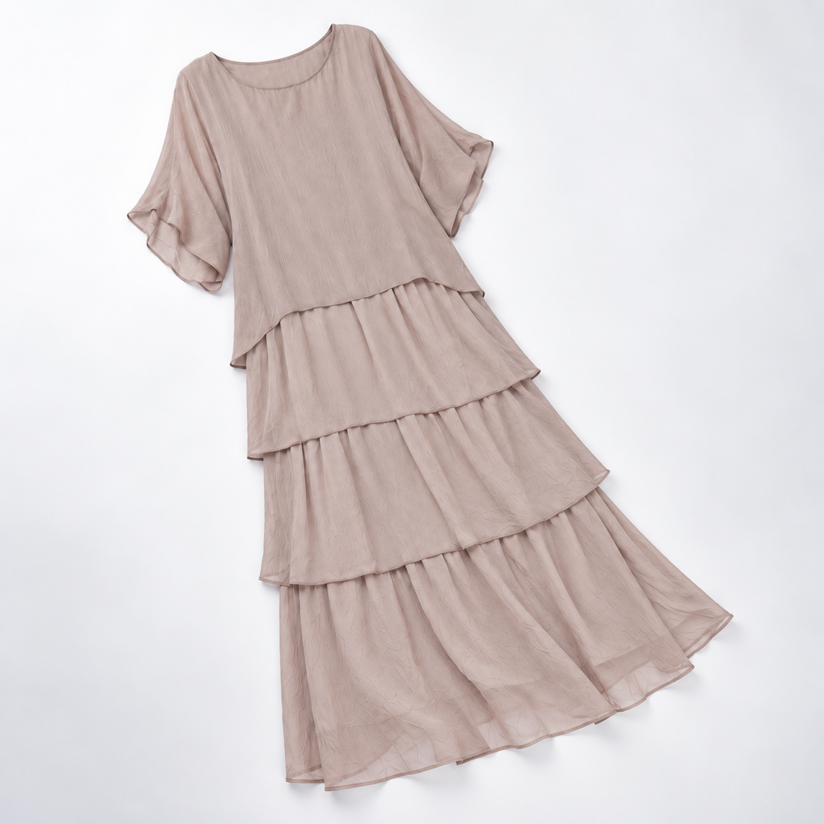 Maxikleid Damen mit gestuftem Schnitt und luftigen Ärmeln - 4 - Trendlinie