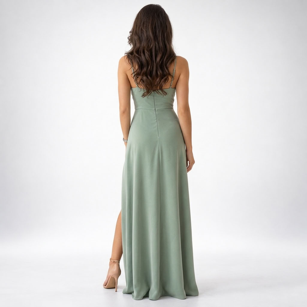 Maxikleid Damen mit V-Ausschnitt und seitlichem Schlitz - 2 - Trendlinie